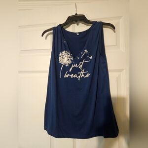 Blue Sleeveless Top with Dandelion Print